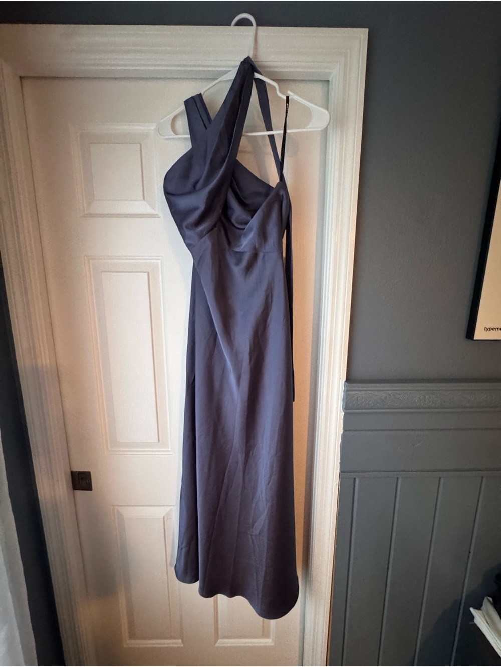 Birdy Grey One-Shoulder Gown in Slate